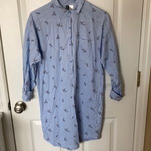 Light blue white striped patterned dress